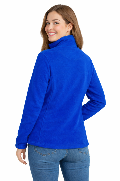 Bluza polarowa damska polar zapinany na zamek chabrowy widok z tyłu.png