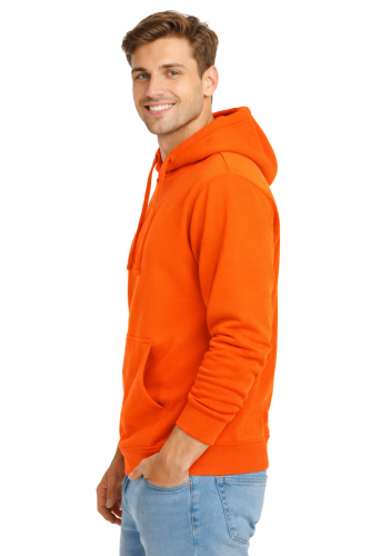 Bluza-dresowa-męska-z-kapturem-i-kieszeniami-kolor-pomarańczowy-widok-z-boku.png