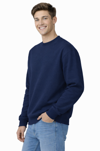 Granatowa bluza sportowa męska z długim rekawem widok z boku.png