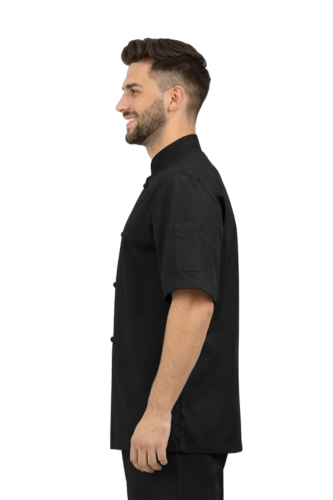 Kitel gastronomiczny czarny z krótkim rękawem