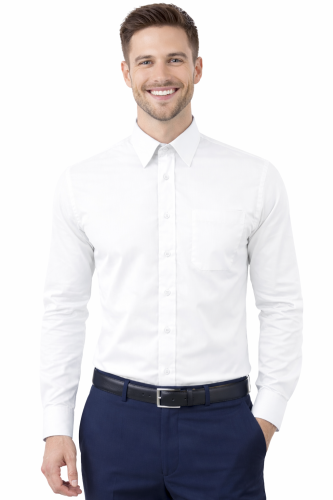 Koszula męska długi rękaw zapinana na guziki biała.png
