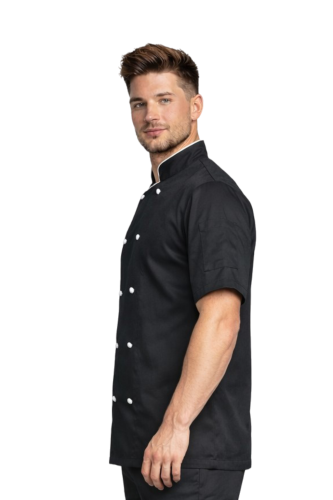 Czarna bluza kucharska z krótkim rękawem