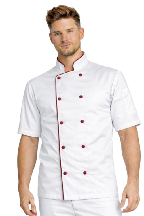 Bluza kucharska męska z bordową lamówką