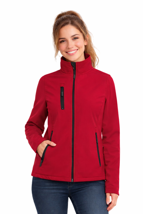 Kurtka damska softshell z kieszeniami zapinanan na zamek kolor czerwony.png