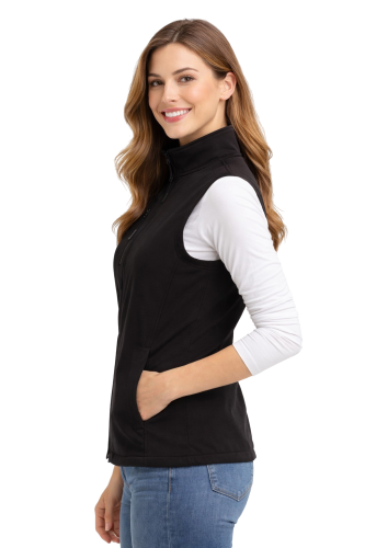 Softschell kamizelka bezrękawnik damski czarny widok z boku.png