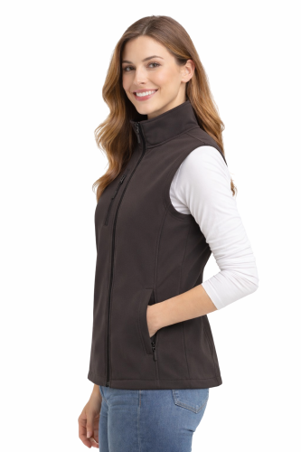 Softschell kamizelka bezrękawnik damski szary widok z boku.png