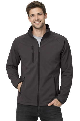 Kurtka męska softshell z kieszeniami zapinana na zamek kolor szary.png