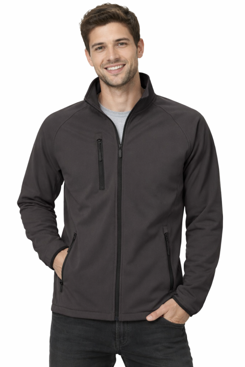 Kurtka męska softshell z kieszeniami zapinana na zamek kolor szary.png