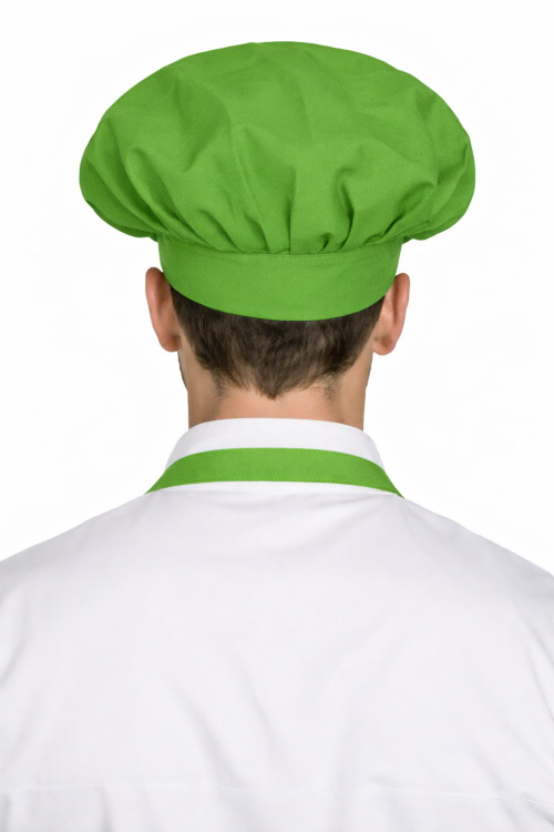 Czapka kucharska szefa kuchni unisex zielona widok z tyłu.png