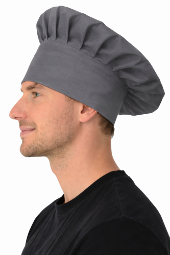 Czapka kucharza szefa kuchni szara widok z boku.png