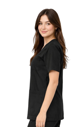 Damska bluza chirurgiczna kolor czarny 100% bawełna