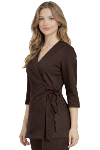 BASIC PREMIUM tunika medyczna 3/4 rękaw  czekoladowa damska