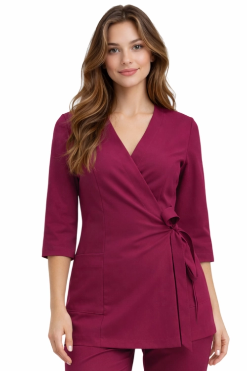 Tunika medyczna damska BASIC PREMIUM wiśnia 3/4 rękaw