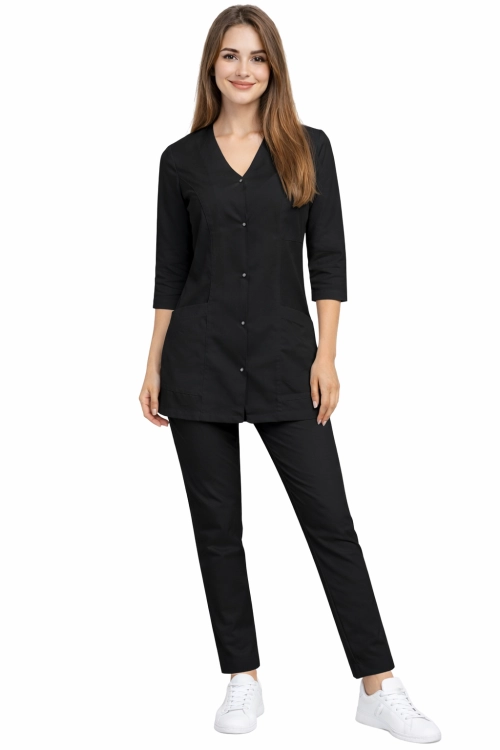 Damski komplet medyczny CASUAL PREMIUM w kolorze czarnym  rękaw 3 4