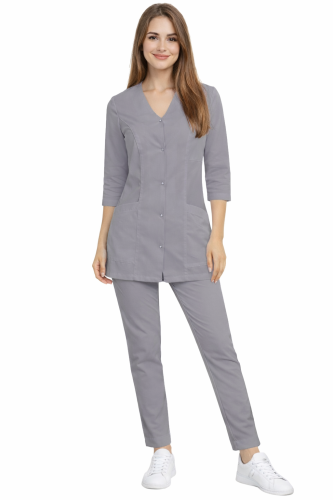 Damski komplet medyczny CASUAL PREMIUM w kolorze szarym  rękaw 3/4