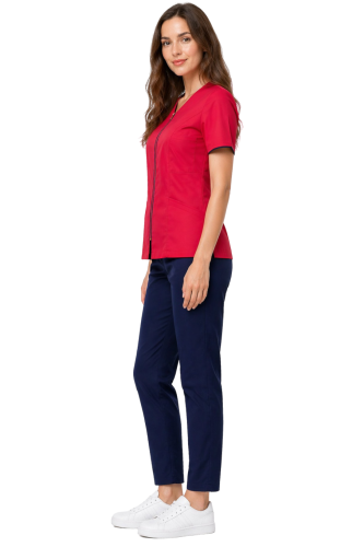 Komplet  medyczny bluza amarantowa z granatową lamówką  i cygaretki