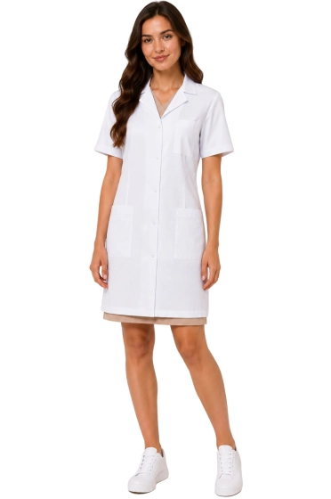 Camice medico da donna bianco neve maniche corte