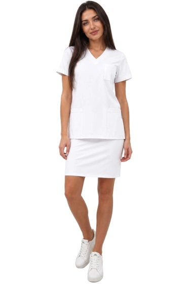 Set medico con gonna bianco casual premium