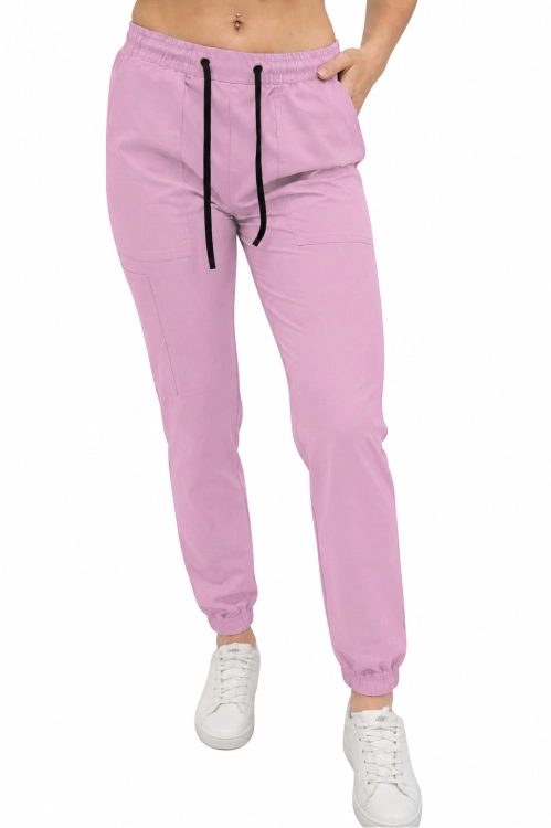 Pudrowy róż joggery medyczne Casual Premium