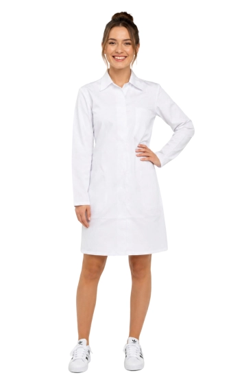 Camice da laboratorio da donna con bottoni a pressione 100% cotone HACCP
